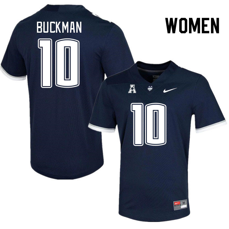 Women #10 Brett Buckman Uconn Huskies College Football Jerseys Stitched-Navy